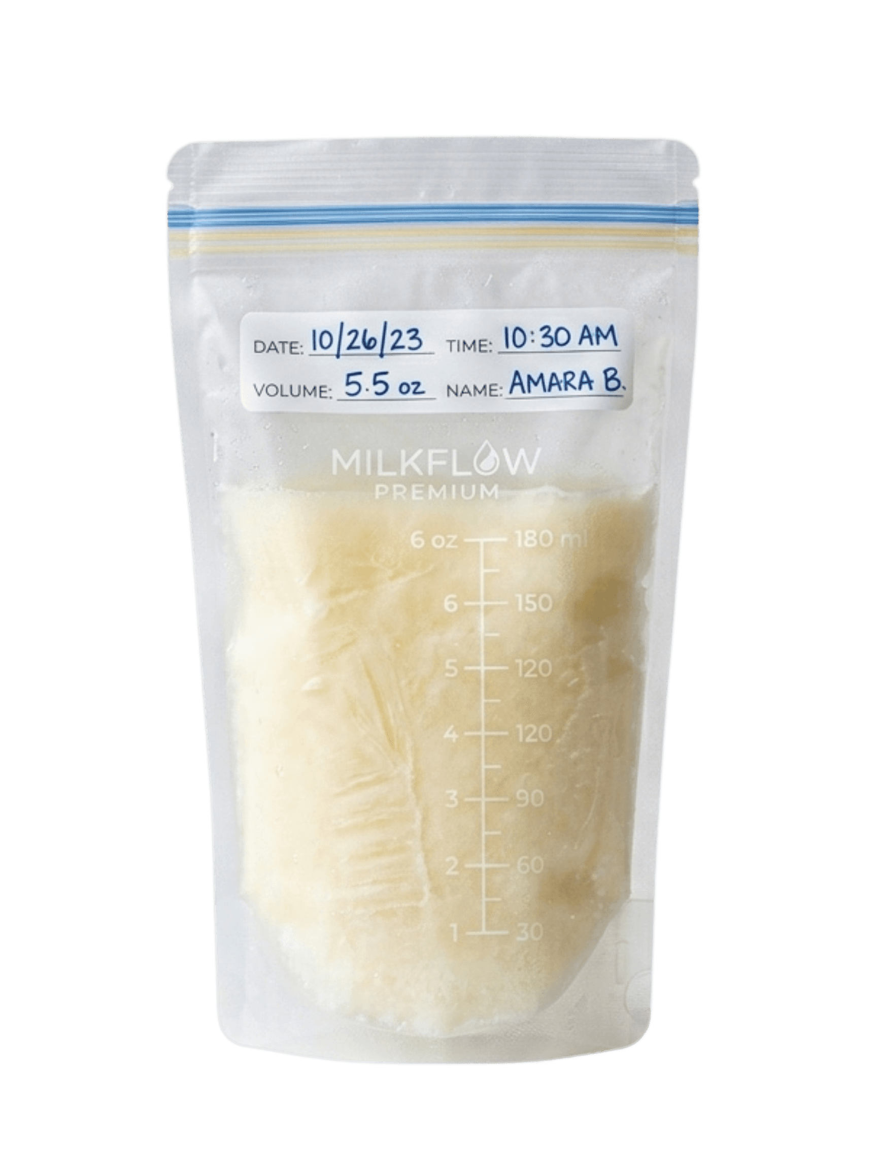 Frozen lactation bag — intake stage